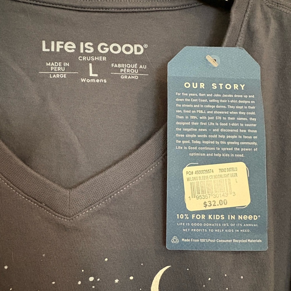 Life Is Good Women’s Dark Blue Long Sleeve Tee size L - Picture 2 of 3